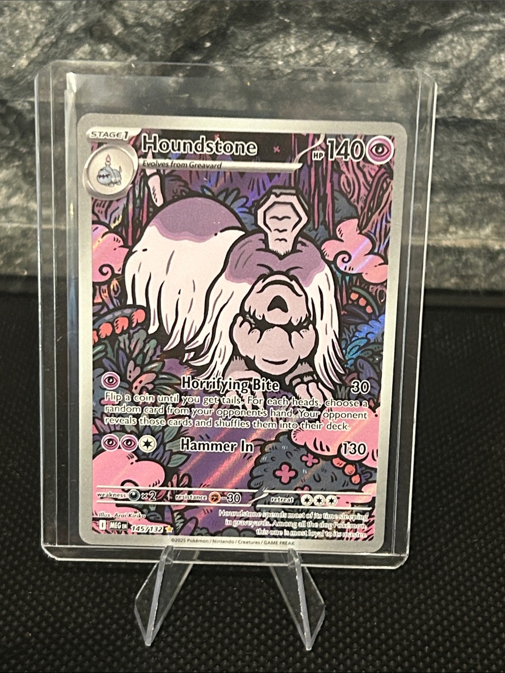 Pokemon Houndstone 145/132 Illustration Rare Holo from‎ Mega Evolutions Set M/NM